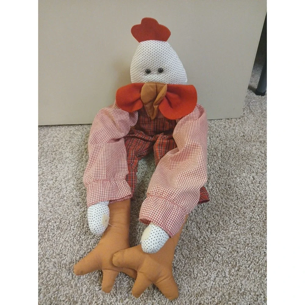Vintage Handmade Stuffed‎ Chicken Guy Tall 2 feet Door Knob Holder